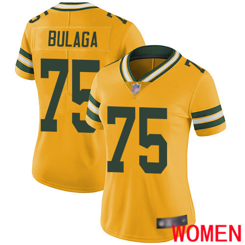 Green Bay Packers Limited Gold Women #75 Bulaga Bryan Jersey Nike NFL Rush Vapor Untouchable->youth nfl jersey->Youth Jersey